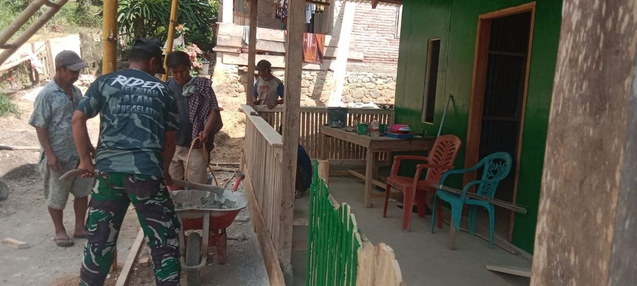Perbaikan Halaman Rumah Sofyan Rampung dengan Pengecoran oleh TMMD